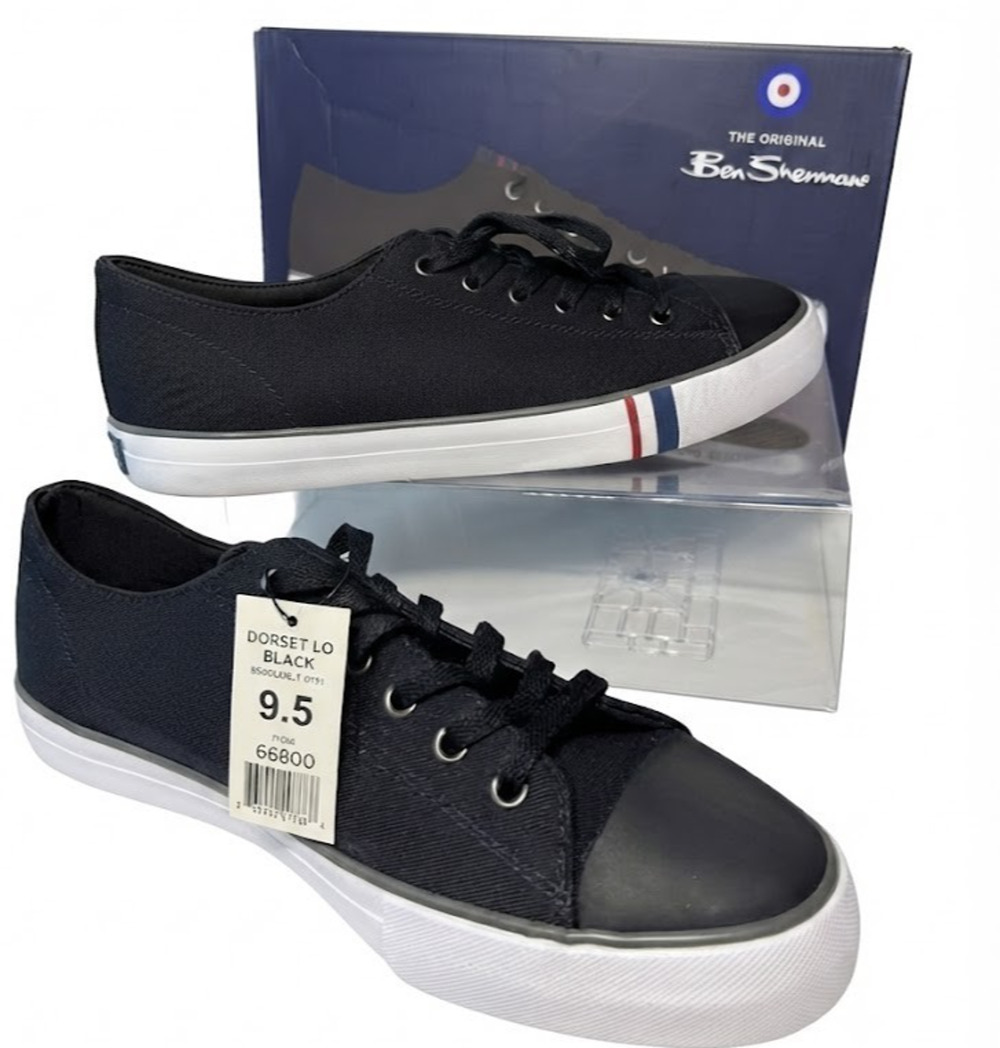 New Men's Ben Sherman "Dorset Lo" Black Canvas Sneakers Shoes Size 9.5 - NWB